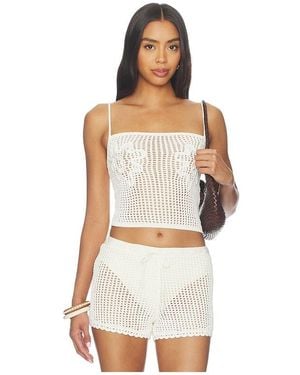 Lovers + Friends Malu Pointelle Tank Top - Blanco