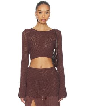 Devon Windsor Top Manga Larga Erin En Color Marrón Talla (También En S, Xs) - Rojo