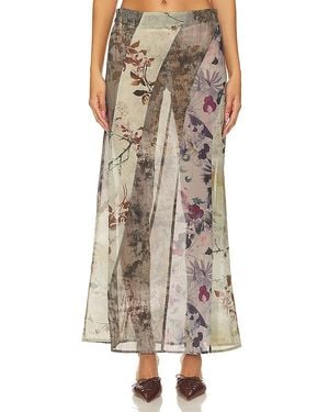 Jaded London Panelled Print マキシスカート - ブラウン