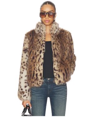 Generation Love Jamie Leopard Faux Fur Jacket - Blue