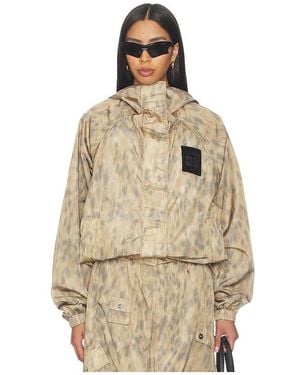 Ganni Printed Flyweight Nylon Hooded Jacket - Natural