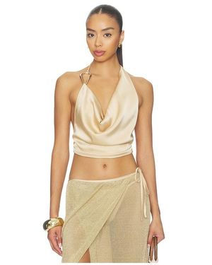 Tiger Mist Cyrene Satin Cowl Top - Natural