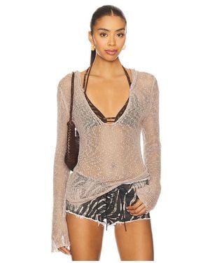 Jaded London Knitted Hooded Top - Grey