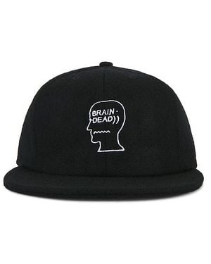 Brain Dead Flannel Logohead 6 Panel Hat - Black