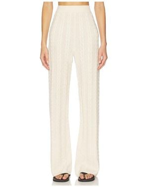 AEXAE Cashmere Cable Straight Leg Pant - White
