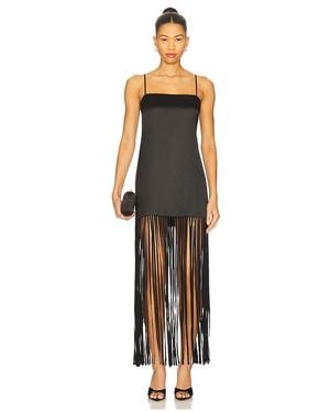 Shona Joy Moraya Square Neck Fringe Maxi Dress - Black