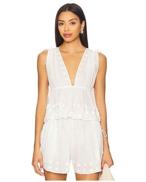 Ulla Johnson Anya Plunge V Neck Top Coverup - White
