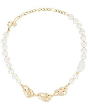 Self-Portrait Shell And Pearl Necklace - White