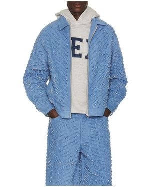 Pas Une Marque Cut Through Denim Jacket - Blue