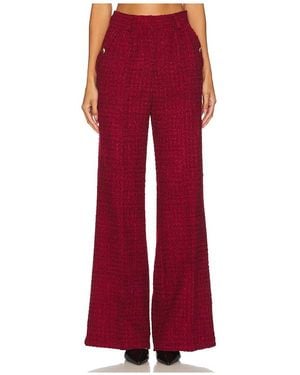 Amanda Uprichard Tweed Wide-Leg Pants - Red