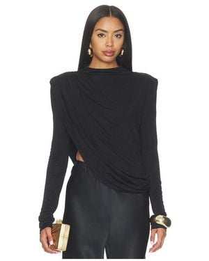 Misha The Draped Sheen Jersey Top - Black