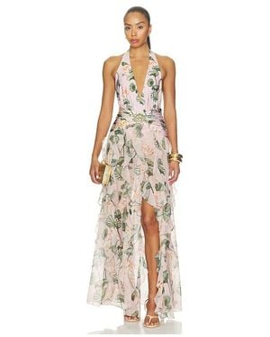 PATBO Lotus Plunge Maxi Dress - White