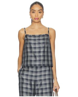 Theory Bind Strap Plaid Top - Blue