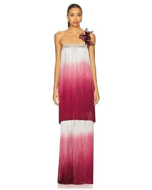 PATBO Fringe Strapless Gown - Red