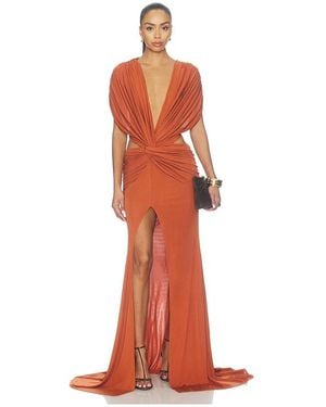 Alex Perry Cutout Twist Gown - Orange