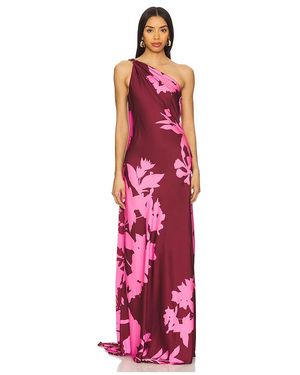 Hemant & Nandita One Shoulder Long Dress - Red
