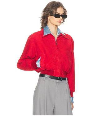 Helsa The Suede Zip Bomber - Red