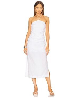 Onia Air Linen Ruched Halter Dress - White