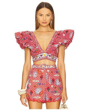CAMILLA Ruffle Wrap Top - Red