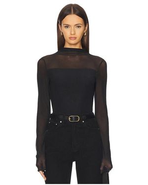 Rag & Bone Luca Double Layer Mock Neck Long Sleeve - Black