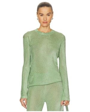 SER.O.YA Hana Metallic Knit Top - Green