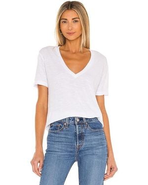 Monrow Oversized V Neck Tee - White