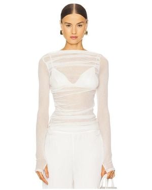 Enza Costa Draped Boatneck - White