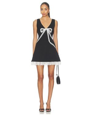 self portrait black and white crepe bow mini dress self-portrait White Crepe Bow Mini Dress in White