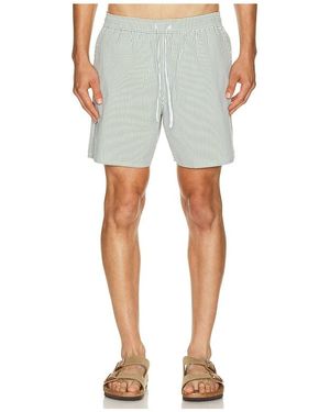 Lacoste Mid Length Striped Textured Swim Trunks - Blue