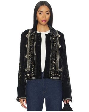 Free People Maxxie Embellished Velvet Jacket - Black