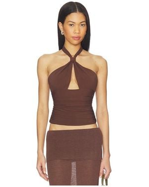 Mimchik Piper Knotted Halter Top - Brown