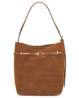 VERAFIED Suede Belted Tote Bag - Brown