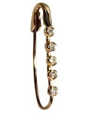 Loren Stewart Mini Diamond Prong Safety Pin Single Earring - Blue