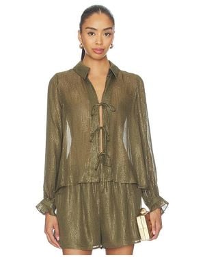 Cami NYC Niecey Metallic Chiffon Blouse - Green