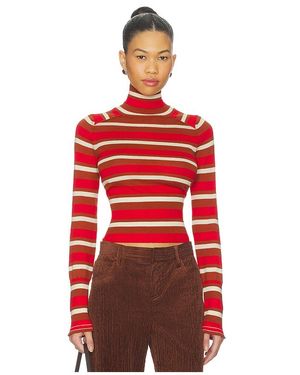 Free People Gestreifter Rollkragenpullover Breeze - Rot