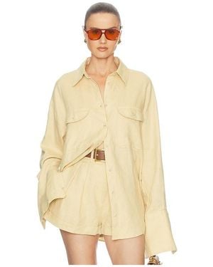 Helsa Washed Linen Shirt - Natural