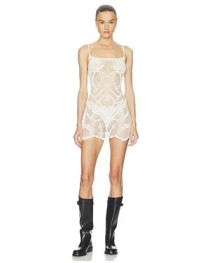 Halo Crochet Mini Slip Dress - White