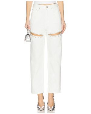 Area Crystal Slit Jeans - White