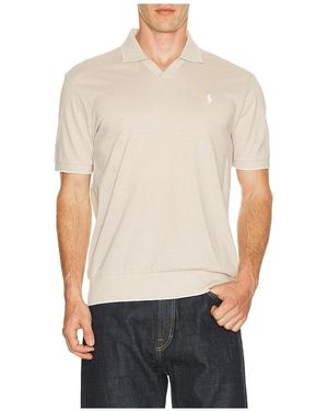 Polo Ralph Lauren Short Sleeve Jacquard Pique Johnny Collar Polo - Multicolour