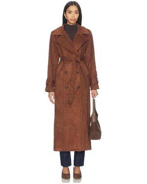 SNDY'S Sutton Faux Suede Trench Coat - Brown