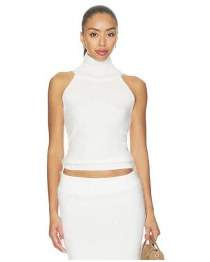 Misha Brushed Cashmere Halter Top - White