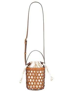 Loeffler Randall Laith Stripe Canvas & Beads Bucket Bag - White