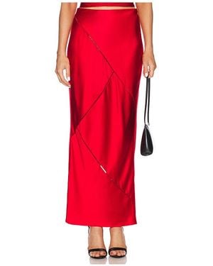 Alejandra Alonso Rojas Bias Skirt With Ladder Trim - Red
