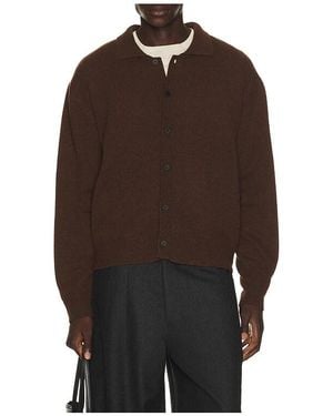 LE17SEPTEMBRE Alpaca Blend Shirt Cardigan - Brown