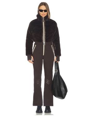 MY Sunday Ski Traje De Esquí De Piel Sintética Faux Fur Ski Suit En Talla (También En M) - Negro