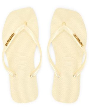 Havaianas Sandalia Slim Square Logo Metallic En Color Crema Talla (También En 37/38, 39/40, 41/42) - Blanco