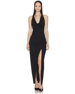 Halo Hooded Draped Dress - Black