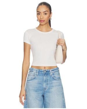 Enza Costa Supima Baby Rib Cropped Tee - Blue