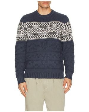 Marine Layer Textured Fair Isle Jumper - Blue