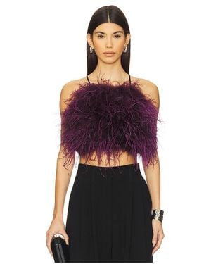 Adrienne Landau Feather Halter Top En Color Vino Talla (También En S) - Rojo